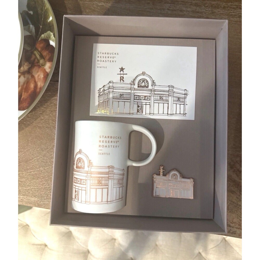 Rare Starbucks Reserve Roastery Seattle Set - Mug, Pin, Postcard - Perfect Cond